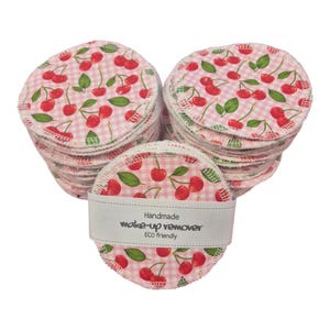 Reusable Bamboo Makeup Remover Pads | Cherry Print, Eco Friendly Skincare