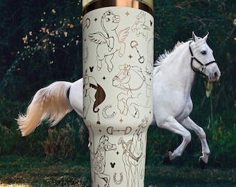 40oz  Laser Engraved Princess Horses Tumbler