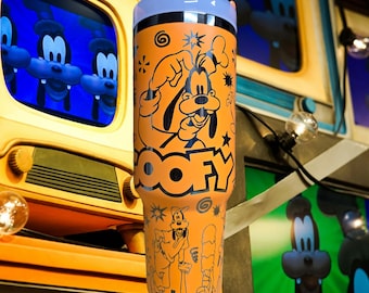 40oz  Laser Engraved Goofy Tumbler (Imperfection on Rim SOLD AS IS)