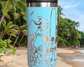16oz Laser Engraved Fab 5 Hawaian Vacation Can Cooler with Bottom Opener