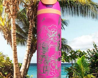 24oz Laser Engraved Fab 5 Hawaiian Vacation Tumbler
