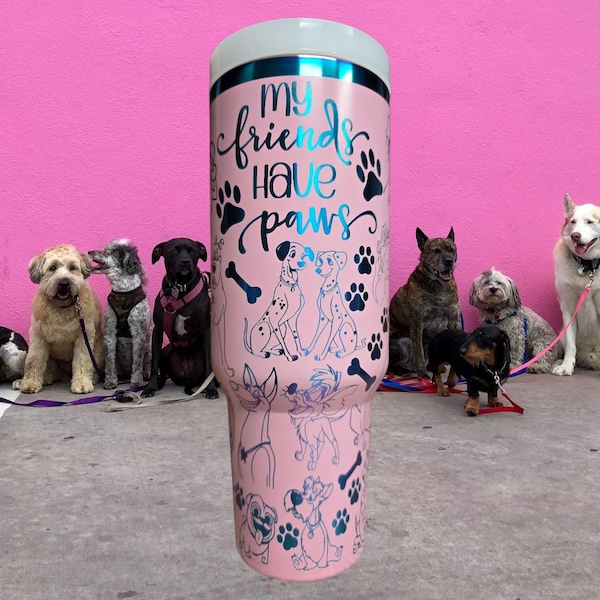 Vaso de 40 oz con grabado láser de los perros de Disney