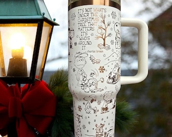 40oz  Laser Engraved Peanuts Christmas Tumbler