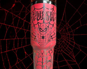 40oz  Laser Engraved Spiderman Tumbler