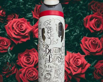 32oz Laser Engraved Beauty and the Beast Tumbler