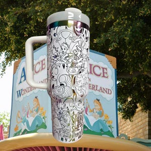 40oz  Laser Engraved Alice in Wonderland Tumbler