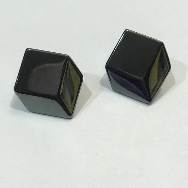 Magnetite 3D Cube Post Earrings