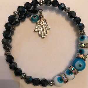 Wrap Around Faceted Beads Evil Eye Bracelet