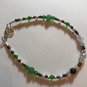 Green Aventurine and Rose Quartz Beads Dainty Ankle Bracelet