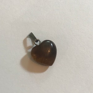 Tigers Eye Gemstone Tumbled Small Heart Pendant Charm