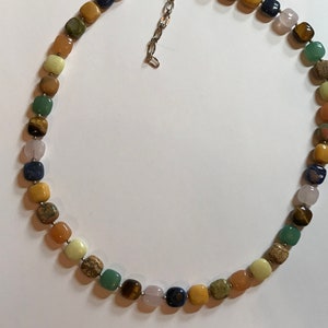 Adjustable DTR Sterling Silver and Multi Gemstones Necklace