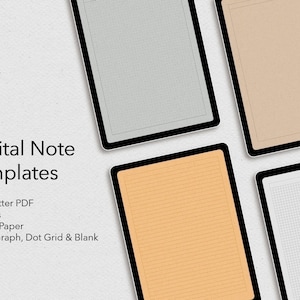Modelli di note digitali PDF / Carta a righe, a griglia di punti, a grafici e bianca / Carta strutturata / Goodnotes, Notability, iPad / A4, Letter PDF / Scarica