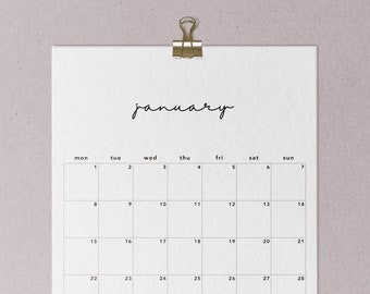 2024 Monatsplaner Printable Kalender 2024 PDF | Letter, 11x17, A4, A3 | Vertikaler Kalender | Montag & Sonntag Start | Sofort Download PDF