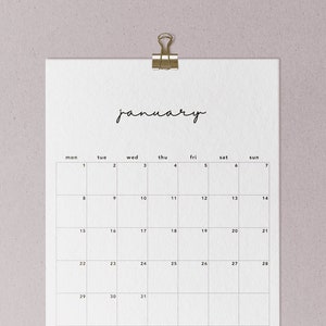 2024 Monthly Planner Printable Calendar 2024 PDF Letter, 11x17, A4, A3 Vertical Calendar Monday & Sunday Start Instant Download PDF image 1