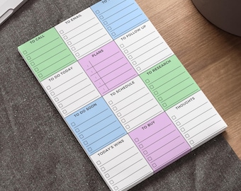 Daily Planner Notepad: ADHD Friendly Checklist Sticky Notes (4x6in)