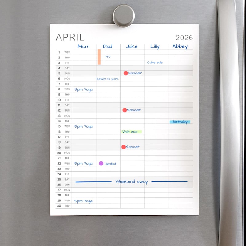 Wall Planner 2026 Family Etsy UK