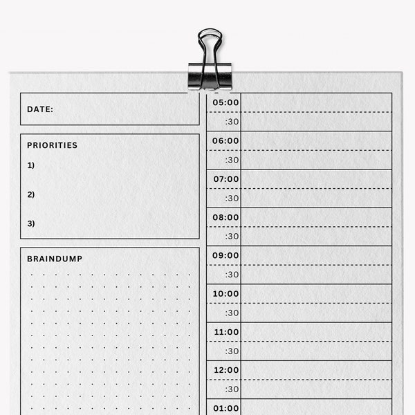 Daily Planner Template Timeboxing Printable PDF Digital Daily Planner Time Box Planner Agenda Schedule Timebox Todo List Instant Download