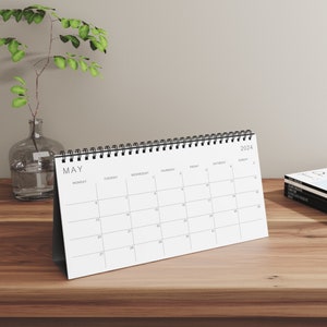 Standing Flip Desktop Calendar 2024 Minimalist Monthly Calendar 12 Months. 5" x 10" Monday Start Desk Flip Calendar 2024 Standing