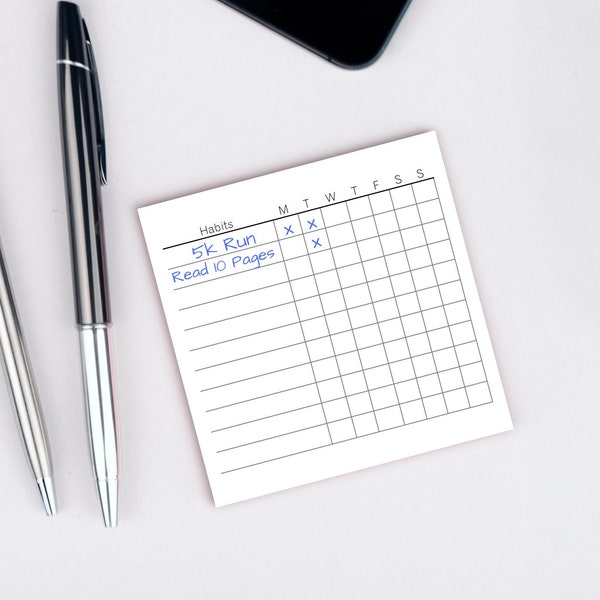 Minimalist Habit Tracker Cards: Printable Memo Notes (3x3 Inches) (PDF Download)