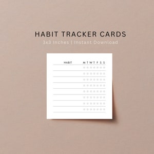 3 x 3 cartes de suivi des habitudes imprimables 3 x 3 pouces cases à cocher habitudes quotidiennes objectifs de la semaine cartes mémo cartes agenda téléchargement immédiat fichiers PDF