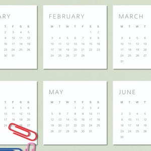 2025 Minimalist Planner Cards | Printable Mini Calendar Cards | 3&quot;x3&quot; Monthly Cards | Thin Grey Font Design | Monday & Sunday Start PDF