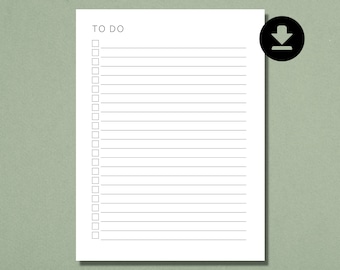 Simple To-Do List Printable: A4, A5, Letter, Half Letter (Digital Download)