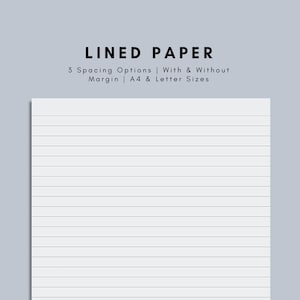 Pacchetto di carta a righe stampabile / Pacchetto di carta a righe larghe, strette e medie con e senza margine / Formati A4 e Letter / Download digitale PDF