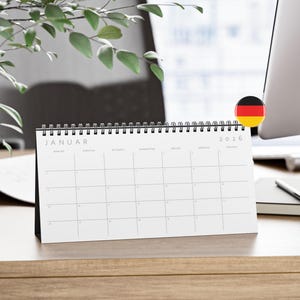 Tischkalender 2026 Querformat | Kleiner Stehkalender | Deutsch