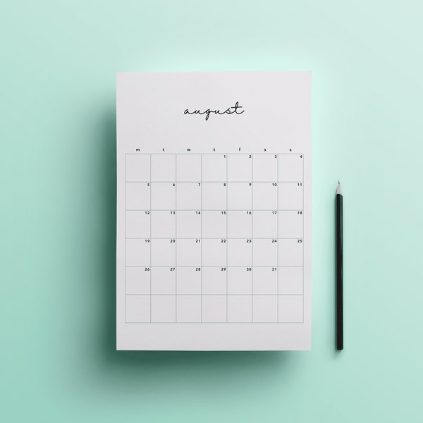 2024 Calendar Printable Monthly Planner 2024 PDF | Letter, 11x17, A4, A3 | Vertical Calendar | Monday & Sunday Start | Instant Download PDF