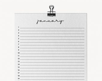 Kalender 2024 Druckbarer minimalistischer Kalender PDF Monatsplaner 2024 Ewiger Kalender | A4, A3, Letter, Ledger (11x17) | Sofort Download