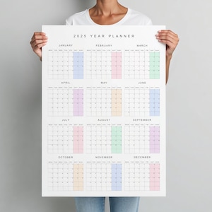 2025 Portrait Wandkalender - nur Montag Start, minimalistisches Design, Erhältlich in 45x60cm & 24x36cm, Großer Wandplaner, Jahresplaner 2025
