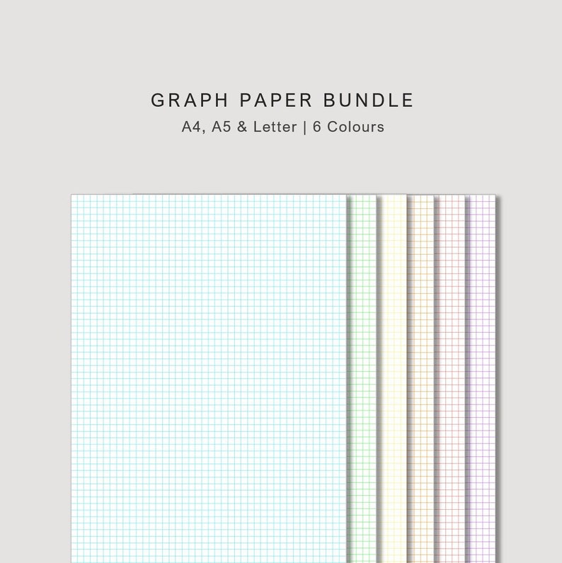 printable coloured graph paper a4 a5 letter grid pages etsy