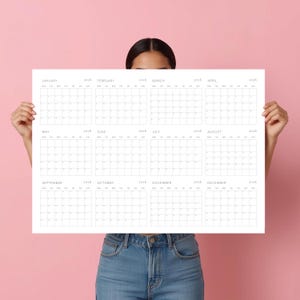 2026 Jahreskalender Druckbare PDF JPG | Großer Jahresplaner / Landschaftsplaner