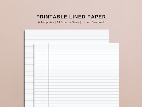 Printable Lined Paper Bundle Printable Templates Ruled Pages Etsy UK