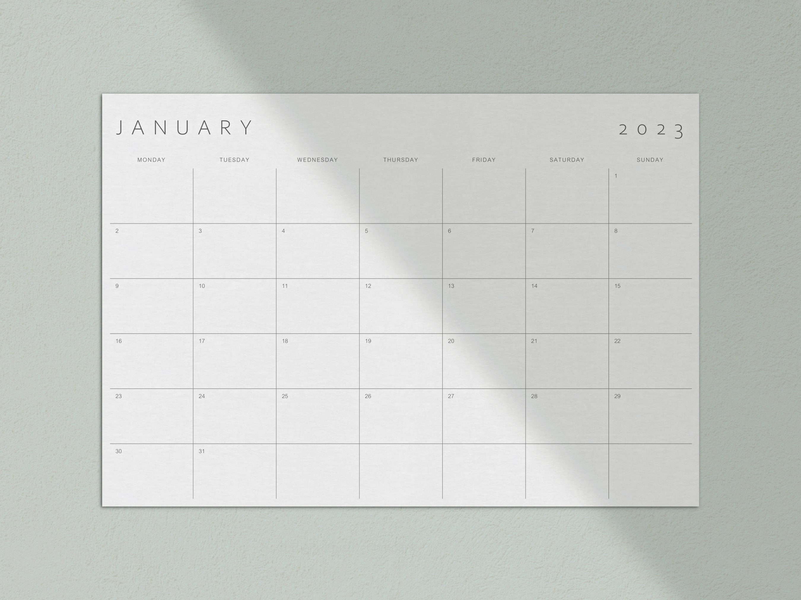 2023 Calendar Printable Digital Monthly Planner Minimalist - Etsy