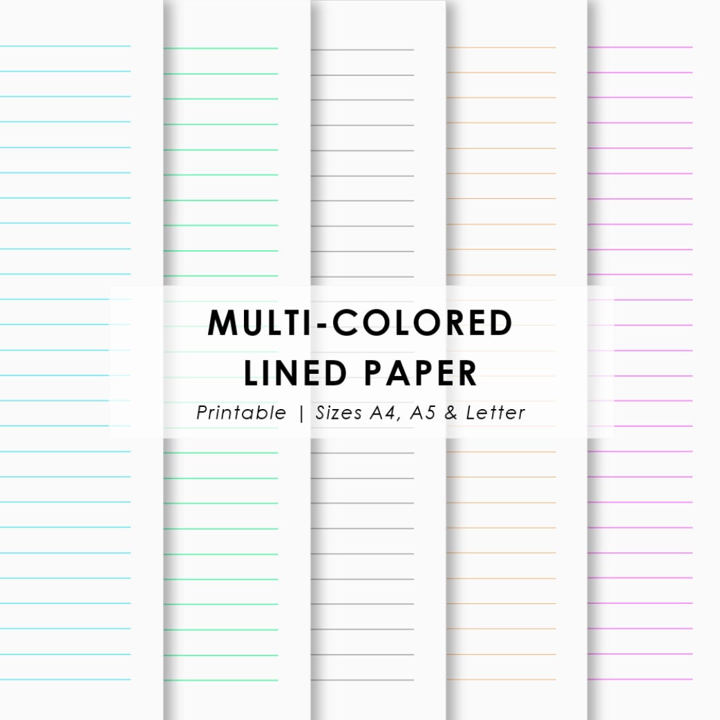 multi colored lined paper bundle printable ruled paper etsy hong kong