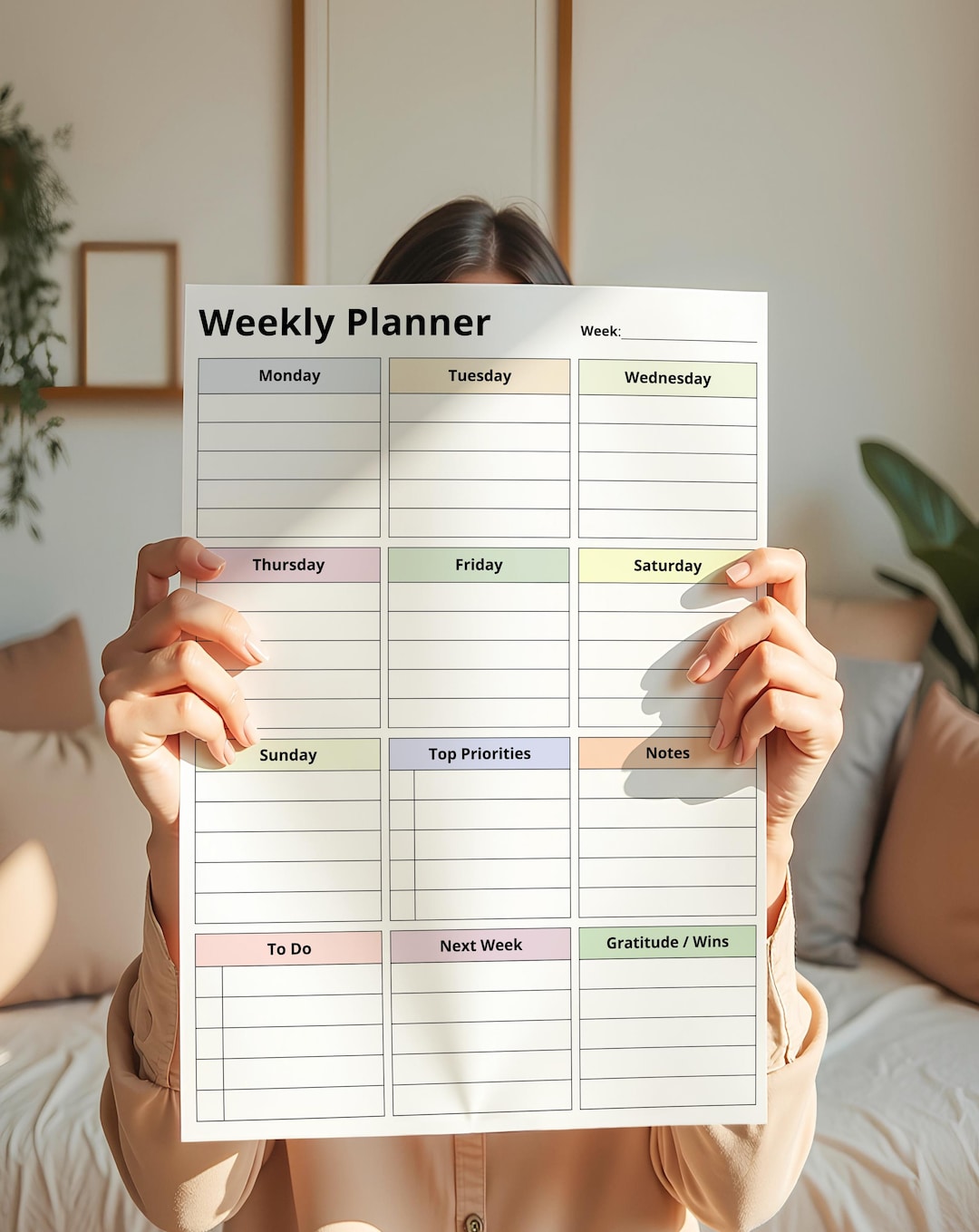 Printable Weekly Planner PDF, Pastel Daily Checklists | to Do List, A4 ...