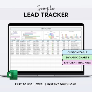 Lead Tracker Excel Template, Client & Sales Management, Lead Organization, CRM Spreadsheet for Small Business | Sales Tracker Excel