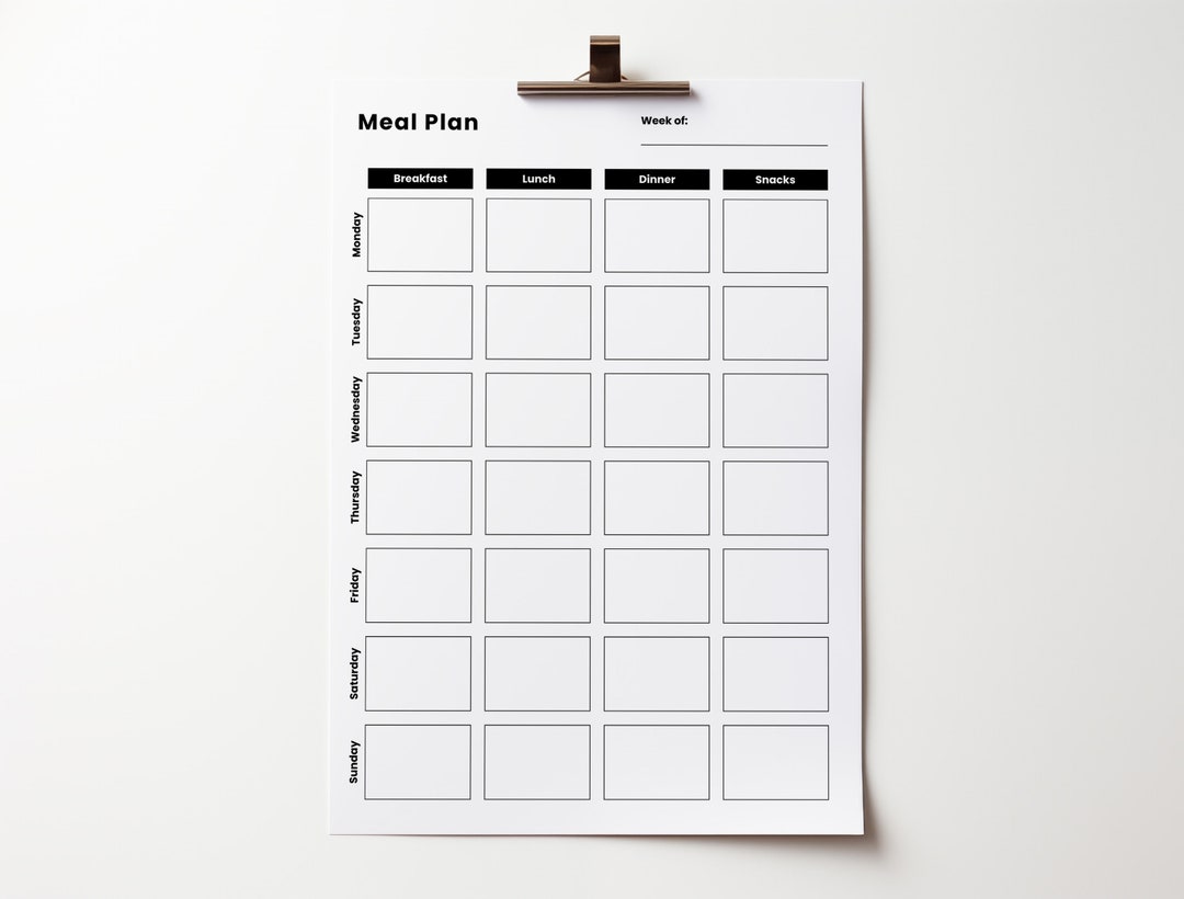 Meal Planner and Grocery List Printable Weekly Menu Plan With Shopping
