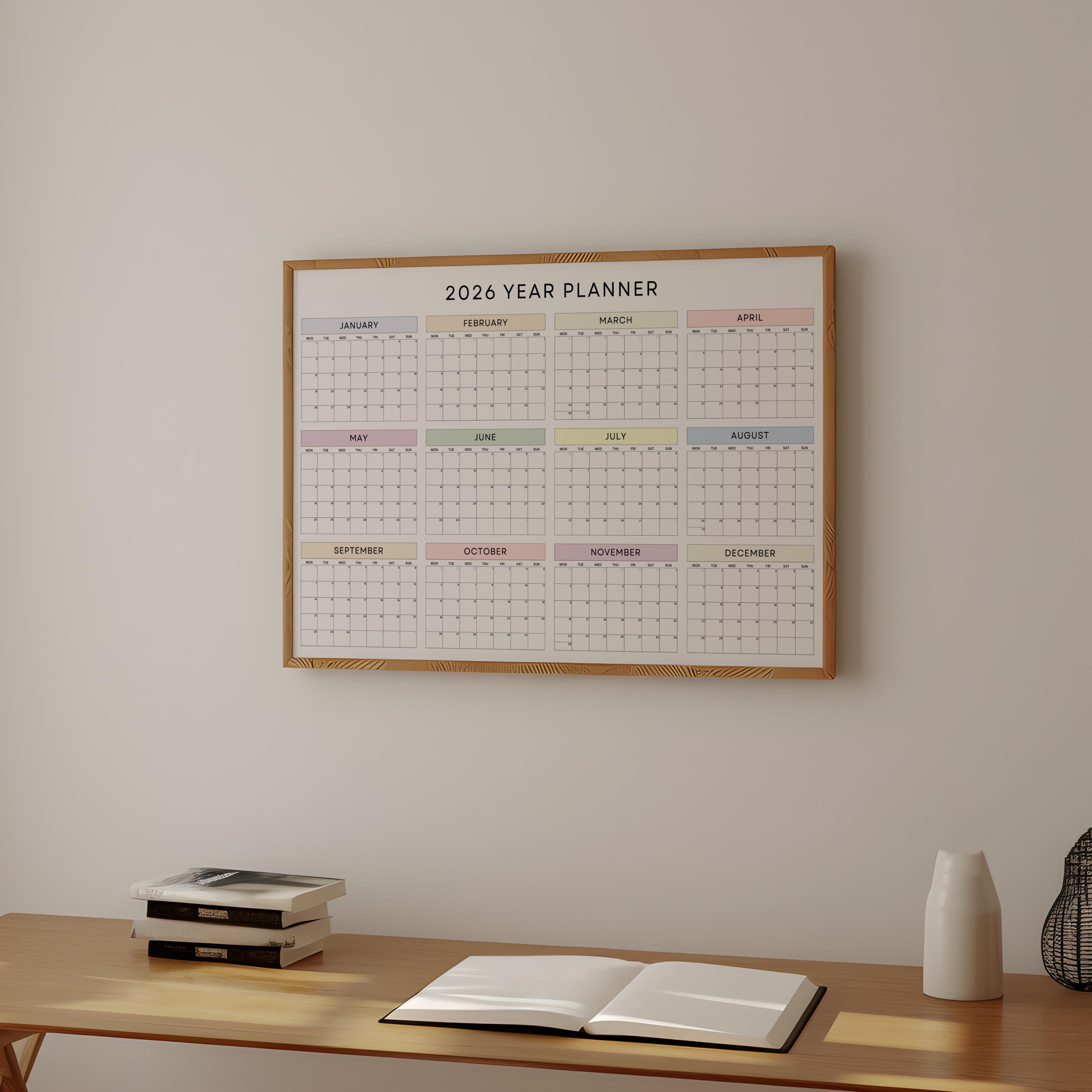 2026 Wall Calendar Poster Monday Start Minimalist Pastel Year at A ...