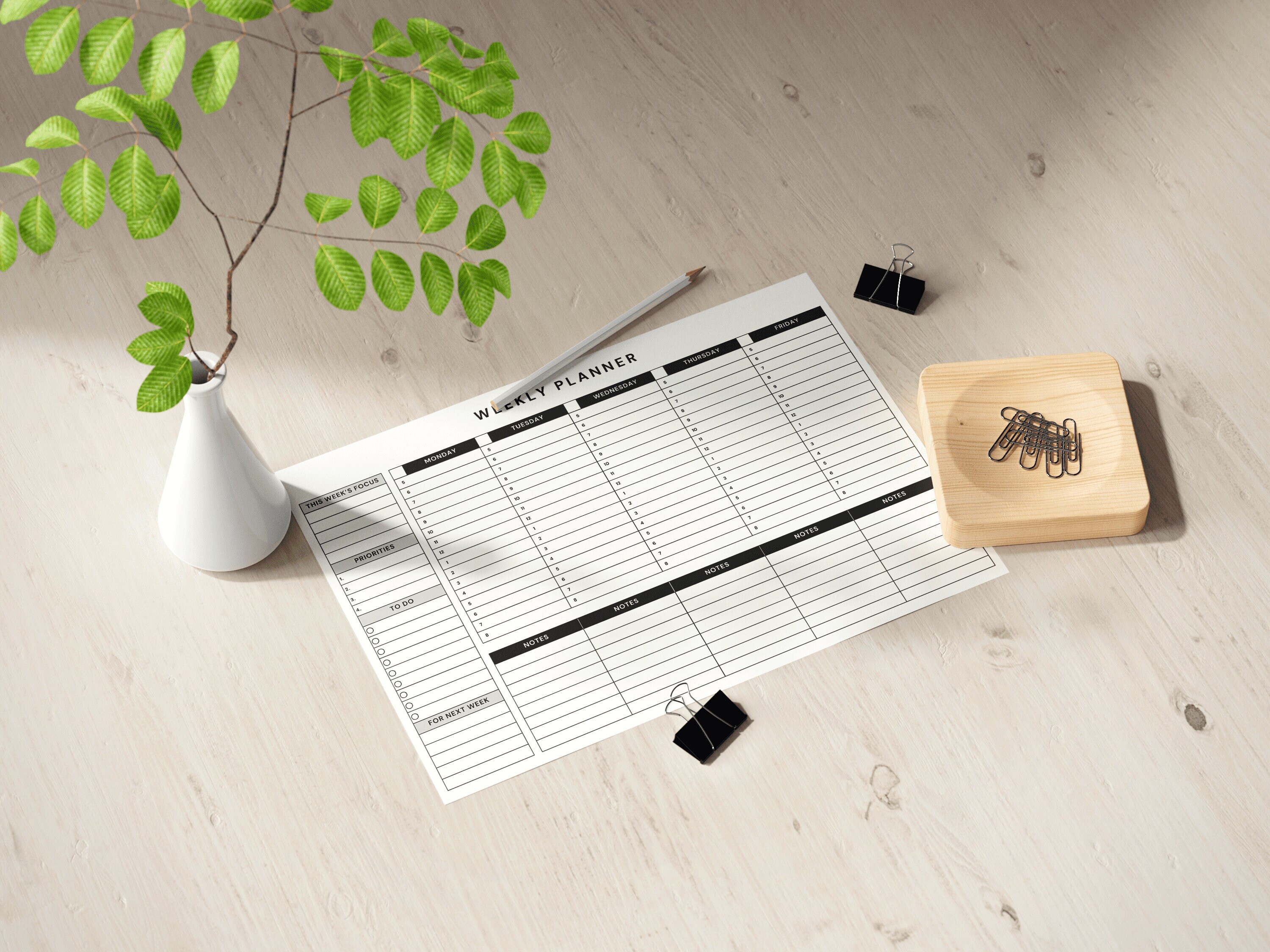 Printable Work Week Planner Daily Schedule Printable PDF Undated Weekly ...