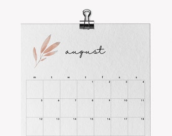 2024 Calendar Printable Monthly Planner Watercolour Flowers | Letter, 11x17, A4, A3 | Vertical Calendar | Monday & Sunday Start | Download