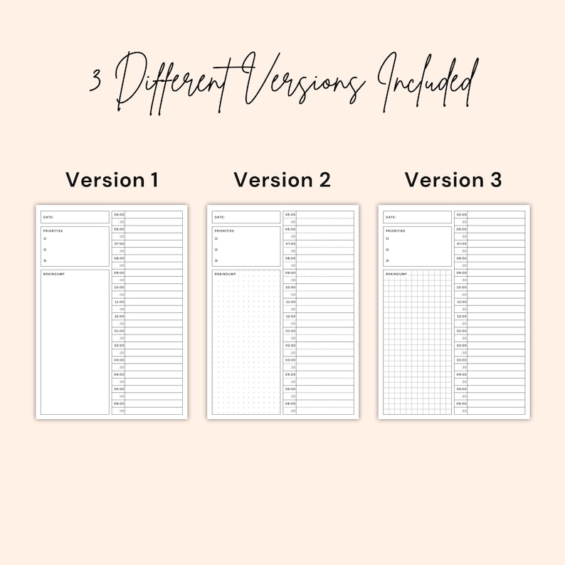 Visual representation of a daily planner template in a PDF format, showcasing a clear and organized design for timeboxing, including areas for scheduling and task tracking.