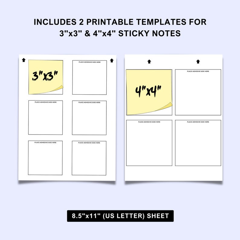 Sticky Note Template Bundle | Canva and PDF, 3x3 and 4x4 - Etsy