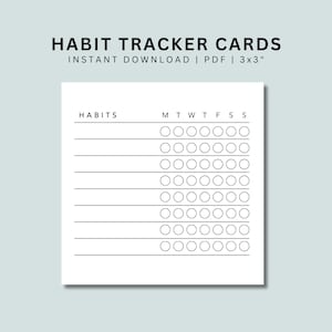 Wöchentliche Habit Tracker Karten Druckbare 3x3 Zoll Tagesziele Memokarten Minimale druckbare Planerkarten Sofortiger digitaler Download PDF-Dateien