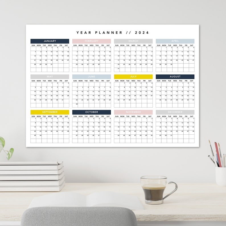Large Wall Calendar 2024 Annual Yearly Wall Planner Year Calendar Year