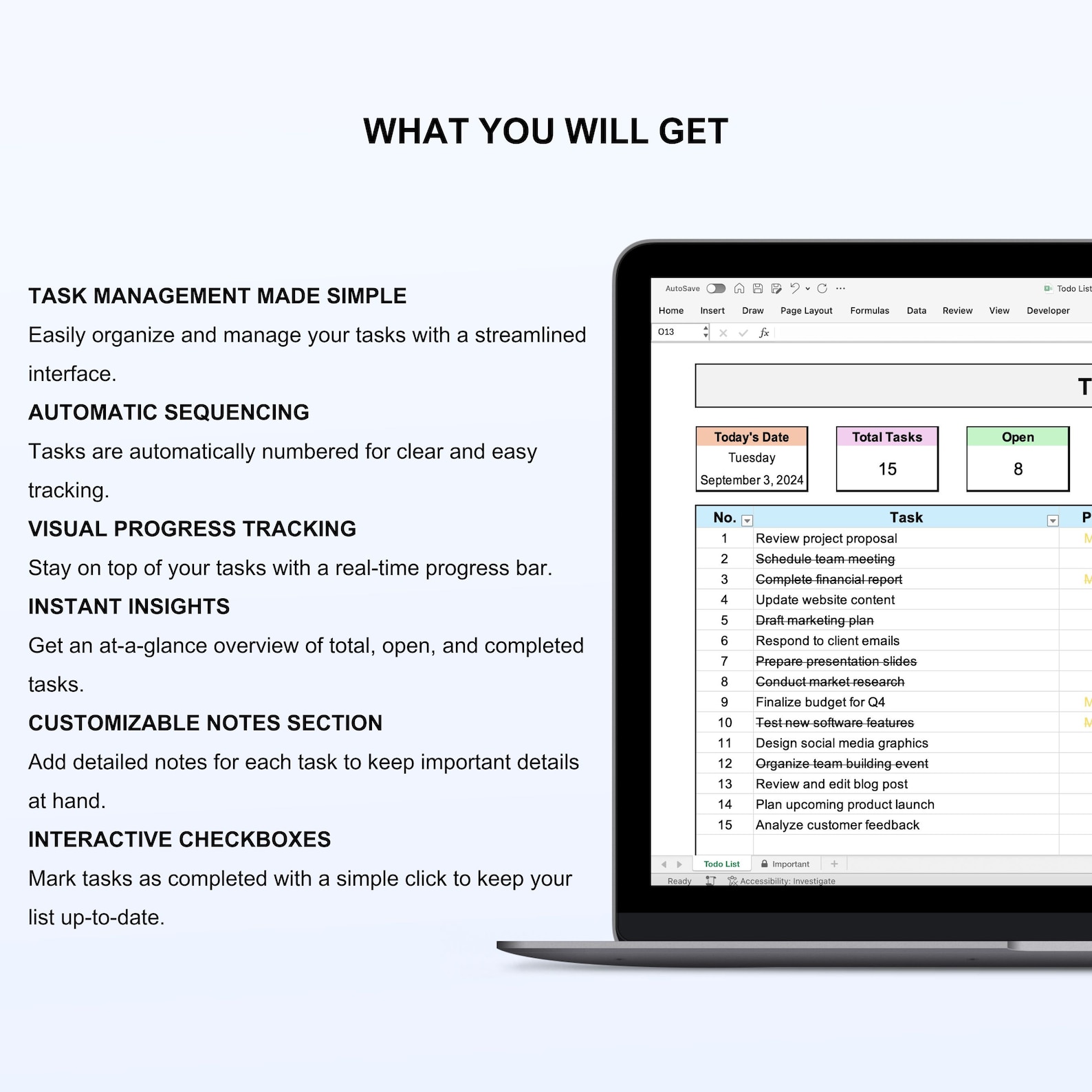 Excel to Do List Template: Simple Task Tracker (digital Download) - Etsy