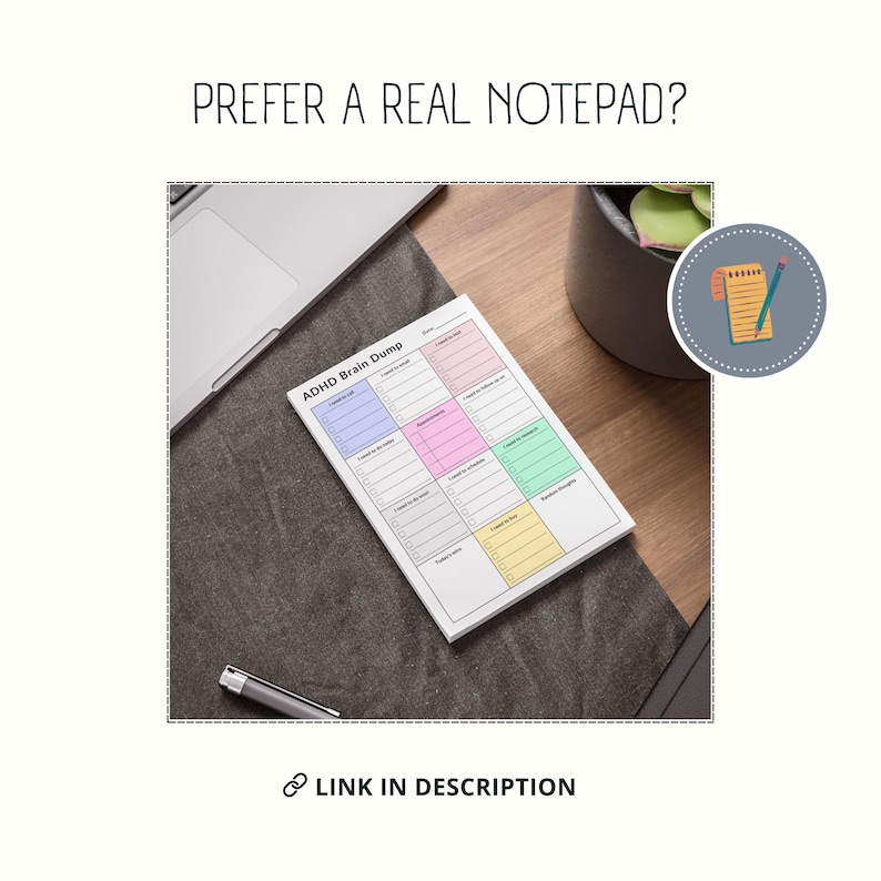 ADHS Tagesplaner PDF: Brain Dump Printable (US Letter & A4 Größe digitaler Download) Bild 7