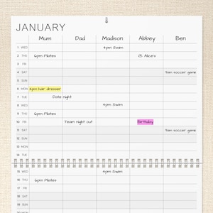 2025 Monthly Family Calendar Wall Planner for Families of up to 5 | Portrait 11&quot;x17&quot; Organizer | Family Planner | Large Wall Calendar 2025