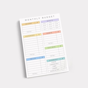 Monthly Budget Sticky Notepad: Minimalist Finance Organizer (50 Sheets, 4x6")